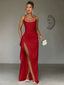 Robe en Satin longue à fente et dos nu