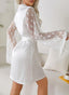 Peignoir en Satin à Manches Transparentes