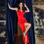 Robe en Satin Drapée Fendue