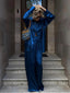 Ensemble Satin Bleu 2 Pièces