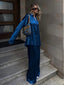 Ensemble Satin Bleu 2 Pièces