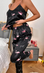Pyjama en Satin 2 pièces à bretelles Flamant rose